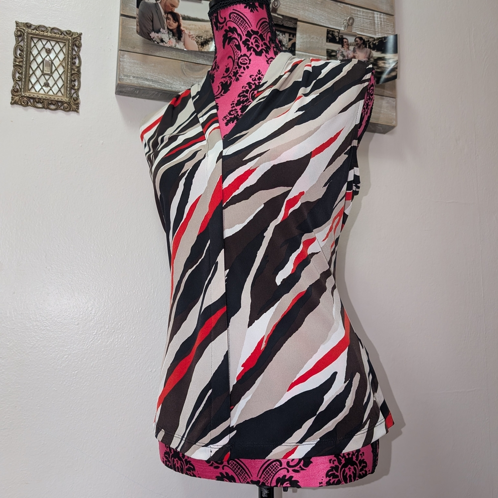 Calvin Klein Red and Black Zebra Print Blouse